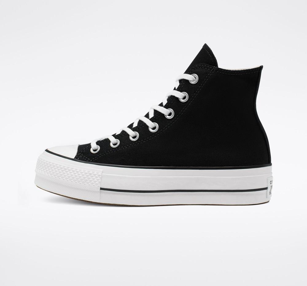 Black / White / White Converse Chuck Taylor All Star Lift Platform Canvas Women's High Tops  US |  75124-NHXE