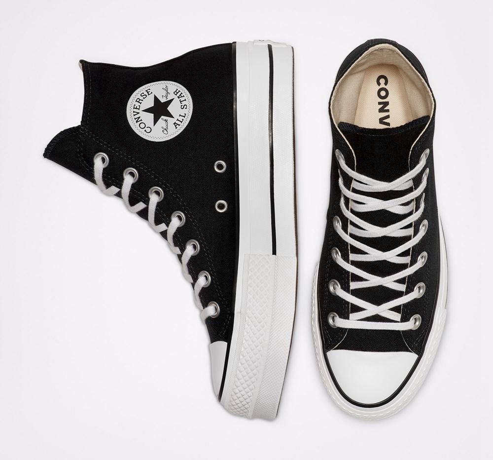 Black / White / White Converse Chuck Taylor All Star Lift Platform Canvas Women's High Tops  US |  75124-NHXE