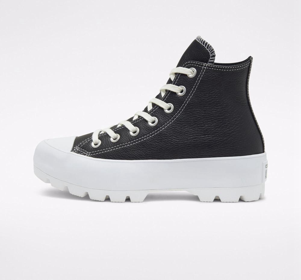 Black / White / White Converse Chuck Taylor All Star Lugged Leather Women's Boots  US |  86570-AQOW