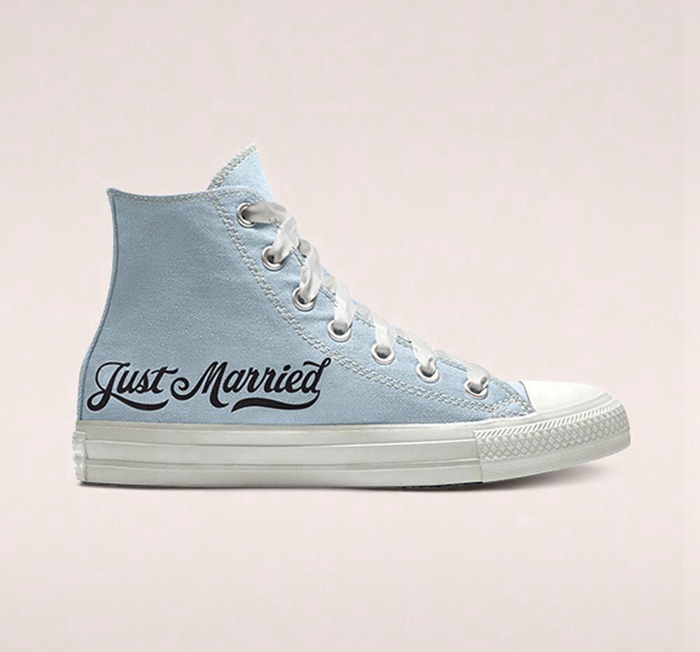 Blue Converse Custom Chuck Taylor All Star Wedding By You Unisex Men\'s High Tops  US |  52160-XECQ