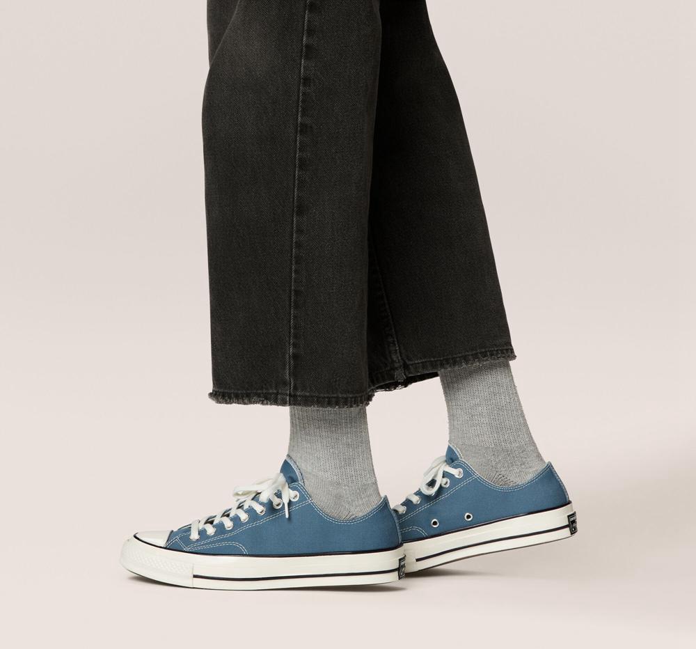 Blue Deep Waters / Egret / Black Converse Chuck 70 Canvas Unisex Women's Low Tops  US |  84315-KUZE