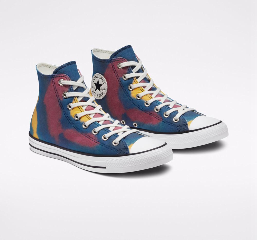 Blue / Multi / Egret Converse Chuck Taylor All Star Tie Dye Unisex Men's High Tops  US |  45387-FNXM