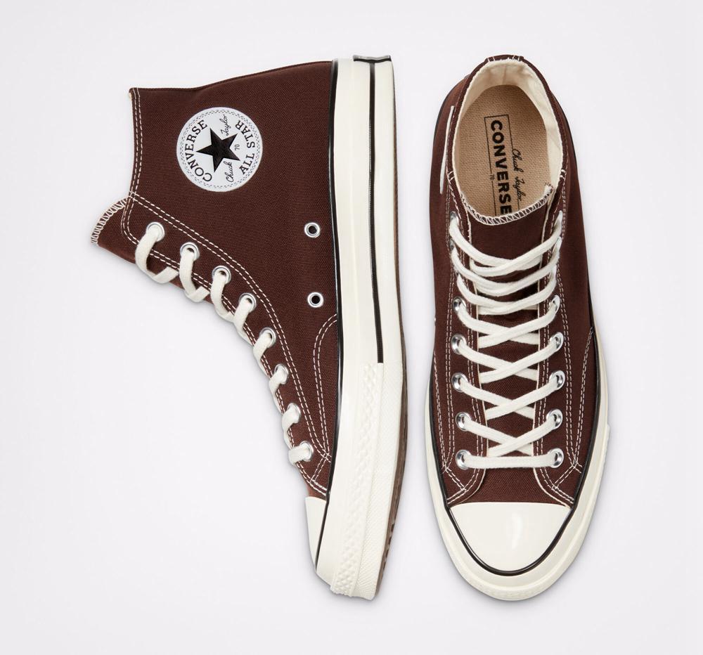 Brown Dark Root / Black / Egret Converse Chuck 70 Vintage Canvas Unisex Women's High Tops  US |  61843-KBVY