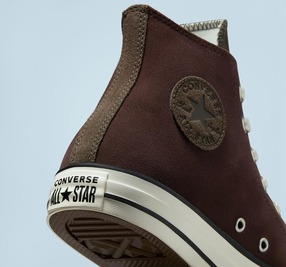 Brown Dark Root / Engine Smoke / Egret Converse Chuck Taylor All Star Earthy Suede Unisex Men's High Tops  US |  09126-VQZW