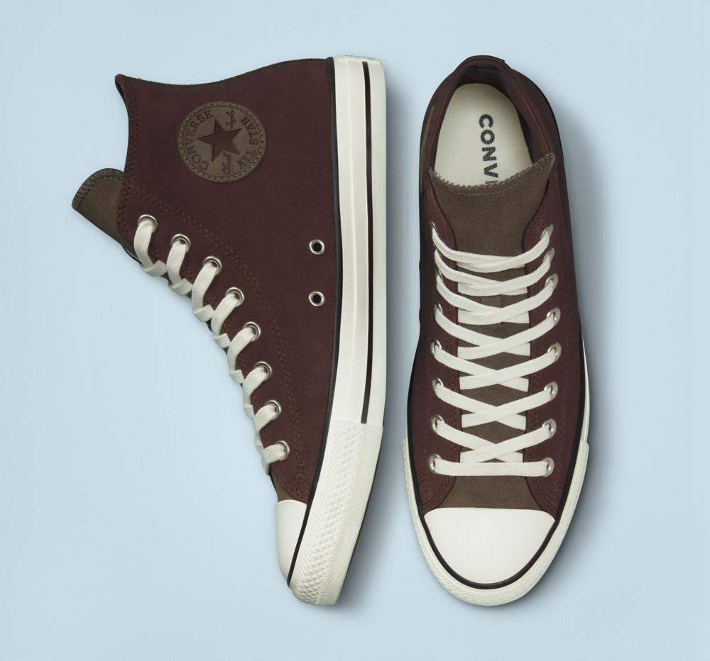 Brown Dark Root / Engine Smoke / Egret Converse Chuck Taylor All Star Earthy Suede Unisex Men's High Tops  US |  09126-VQZW