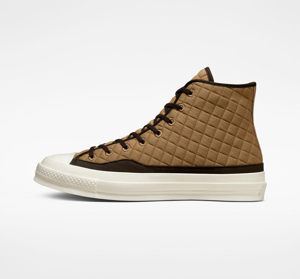 Brown Sand Dune / Black / Egret Converse Chuck 70 Quilted Unisex Men's High Tops  US |  34870-PYAU