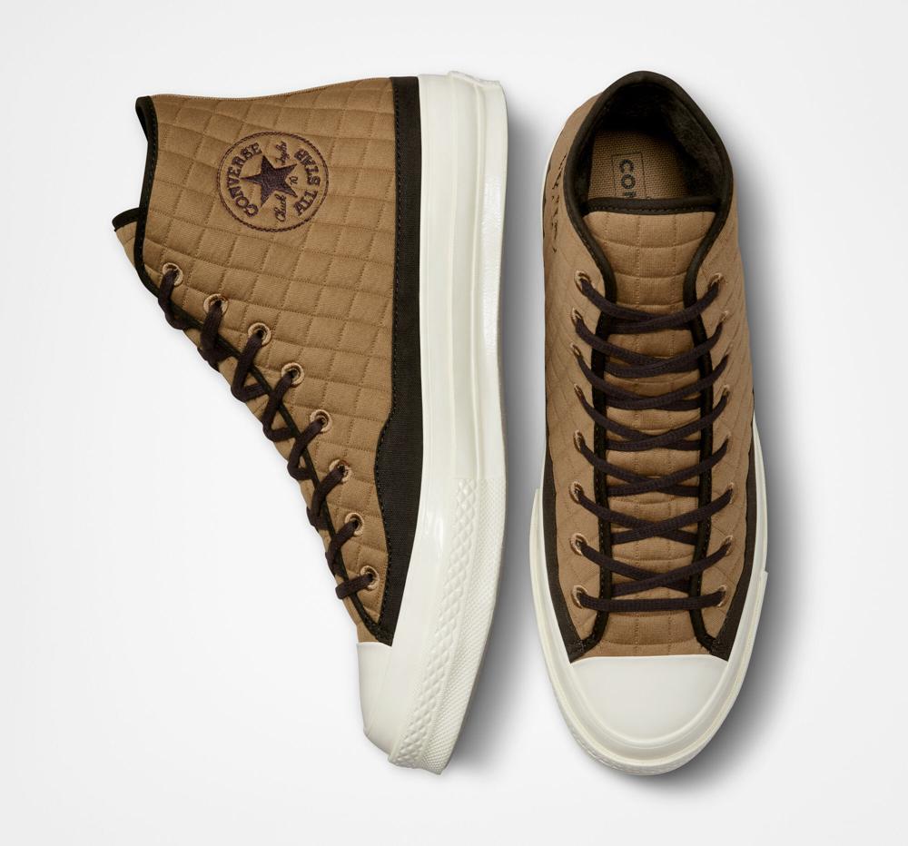 Brown Sand Dune / Black / Egret Converse Chuck 70 Quilted Unisex Men's High Tops  US |  34870-PYAU