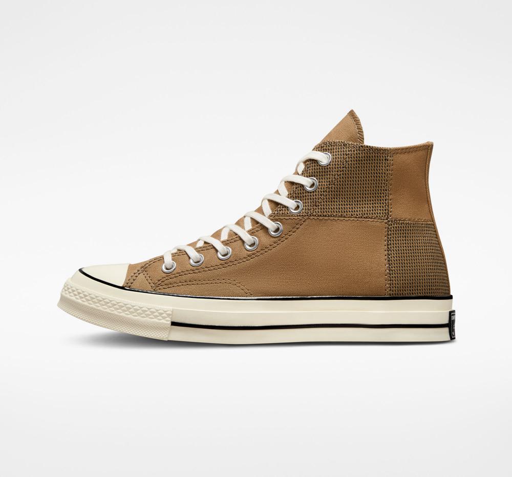 Brown Sand Dune / Egret / Black Converse Chuck 70 Patchwork Unisex Women's High Tops  US |  17695-HKSG