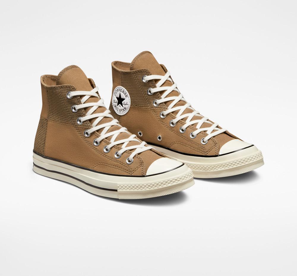 Brown Sand Dune / Egret / Black Converse Chuck 70 Patchwork Unisex Men's High Tops  US |  24187-EPIC