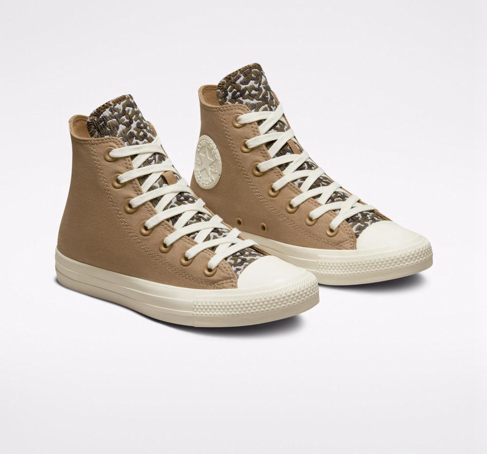 Brown Sand Dune / Egret / Dark Raisin Converse Chuck Taylor All Star Jacquard Camo Women's High Tops  US |  57239-PSGB