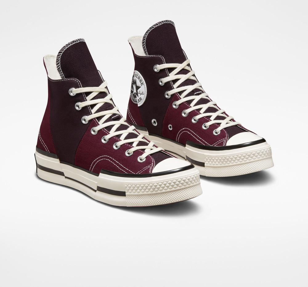 Burgundy Dark Beetroot / Egret / Black Converse Chuck 70 Plus Unisex High Top Men's Platform Shoes  US |  15967-YNFI