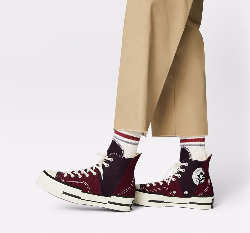 Burgundy Dark Beetroot / Egret / Black Converse Chuck 70 Plus Unisex High Top Men's Platform Shoes  US |  15967-YNFI