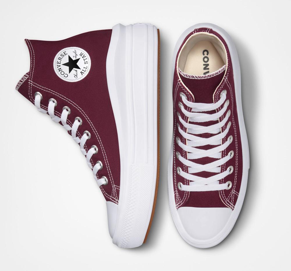 Burgundy Dark Beetroot / White / White Converse Chuck Taylor All Star Move Platform Women's High Tops  US |  43089-RKCL