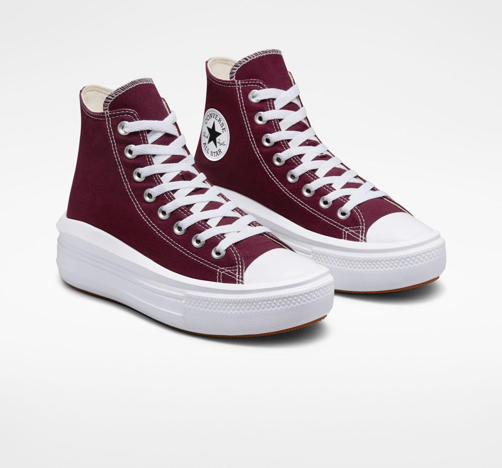 Burgundy Dark Beetroot / White / White Converse Chuck Taylor All Star Move Platform Women's High Tops  US |  43089-RKCL