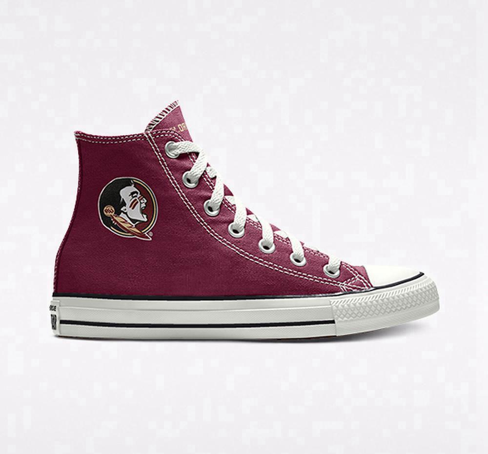 Burgundy Garnet Converse Custom Chuck Taylor All Star Florida State University Seminoles By You Unisex Men\'s High Tops  US |  61432-JDKH