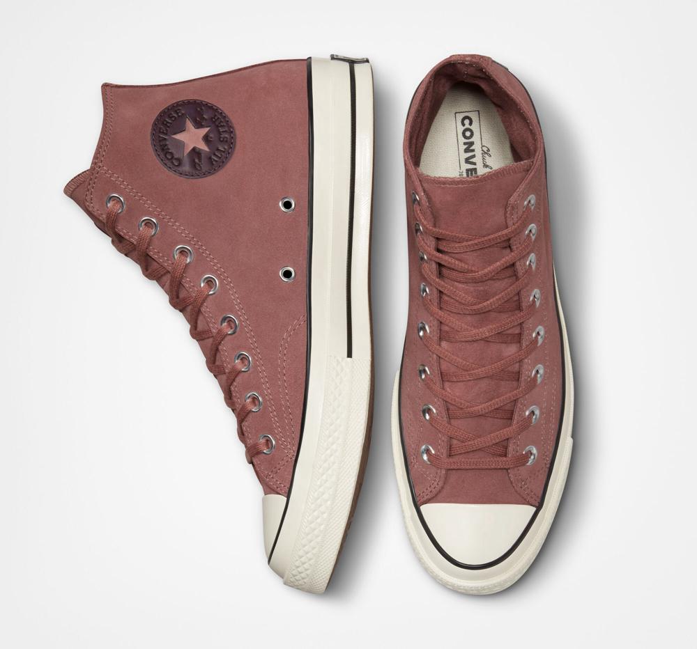 Burgundy Saddle / Egret / Black Converse Chuck 70 Suede Unisex Men's High Tops  US |  27195-GRNJ