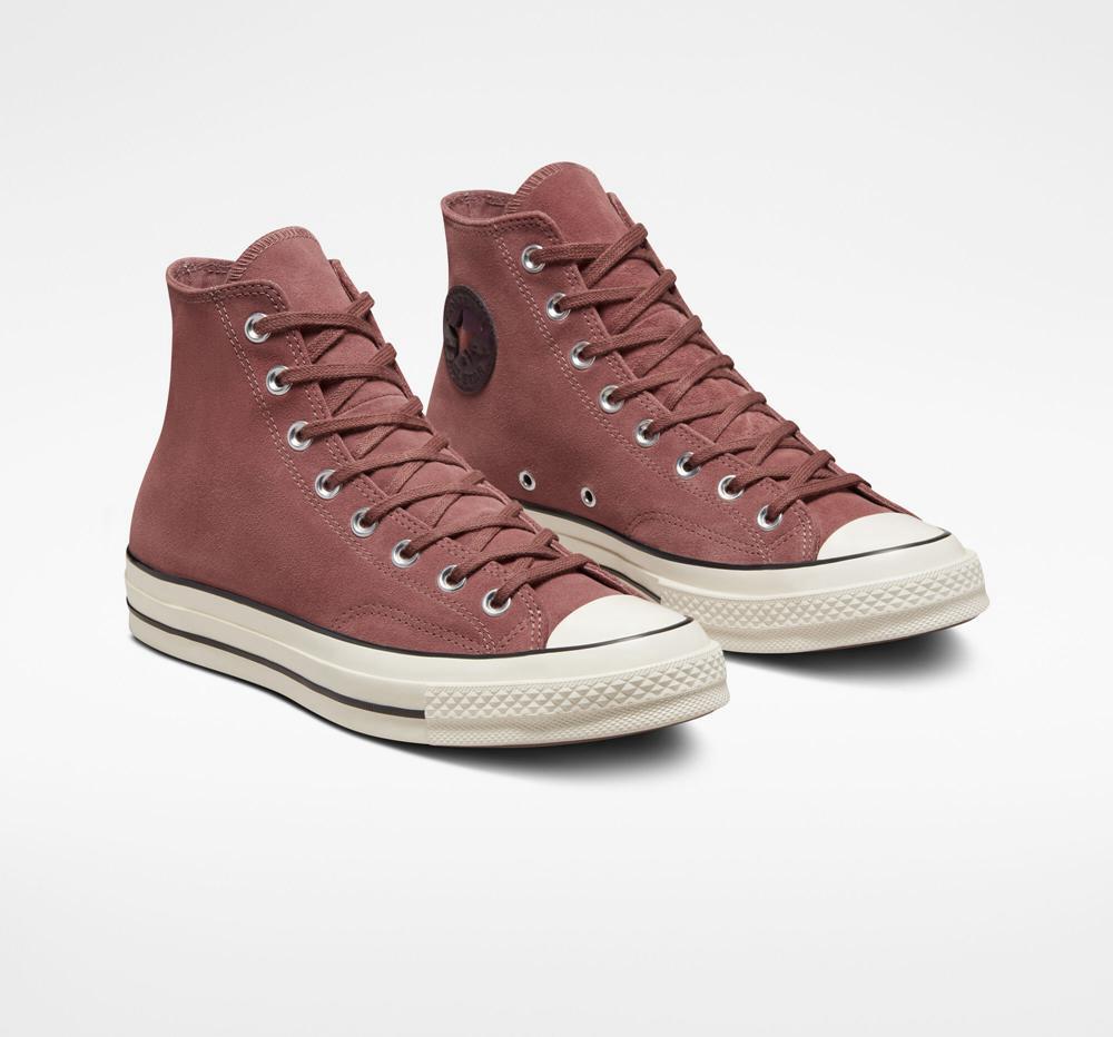 Burgundy Saddle / Egret / Black Converse Chuck 70 Suede Unisex Men's High Tops  US |  27195-GRNJ