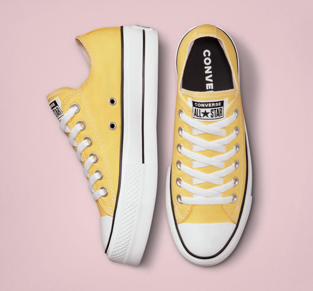 Butter Yellow Converse Chuck Taylor All Star Lift Platform Surplus Canvas Unisex Men's Low Tops  US |  15608-QSIB