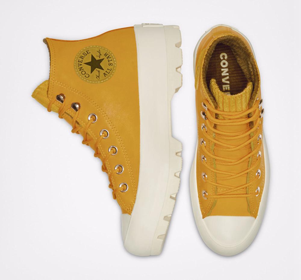 Gold Dart / Olive Flak / Egret Converse Chuck Taylor All Star Gore Tex Lugged Waterproof Leather Women's High Tops  US |  76593-FGAN