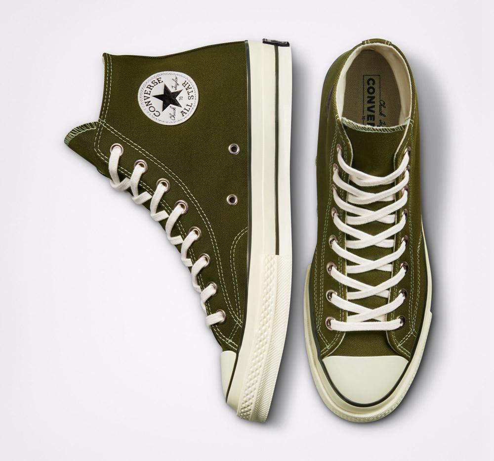 Green Dark Moss / Egret / Black Converse Chuck 70 Vintage Canvas Unisex Women's High Tops  US |  73521-OBIV