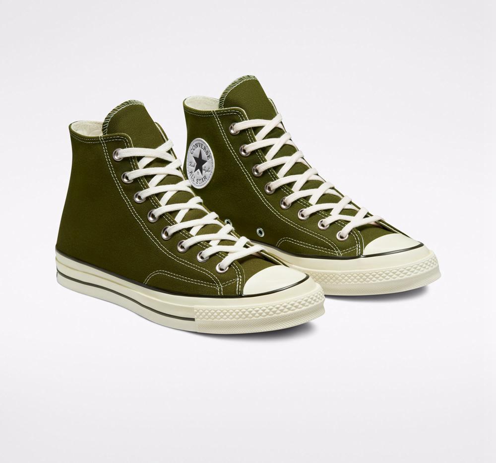 Green Dark Moss / Egret / Black Converse Chuck 70 Vintage Canvas Unisex Women's High Tops  US |  73521-OBIV