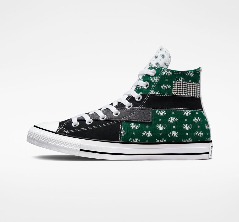 Green Midnight Clover / Black / White Converse Chuck Taylor All Star Hacked Patterns Unisex Men's High Tops  US |  01896-ZFQX