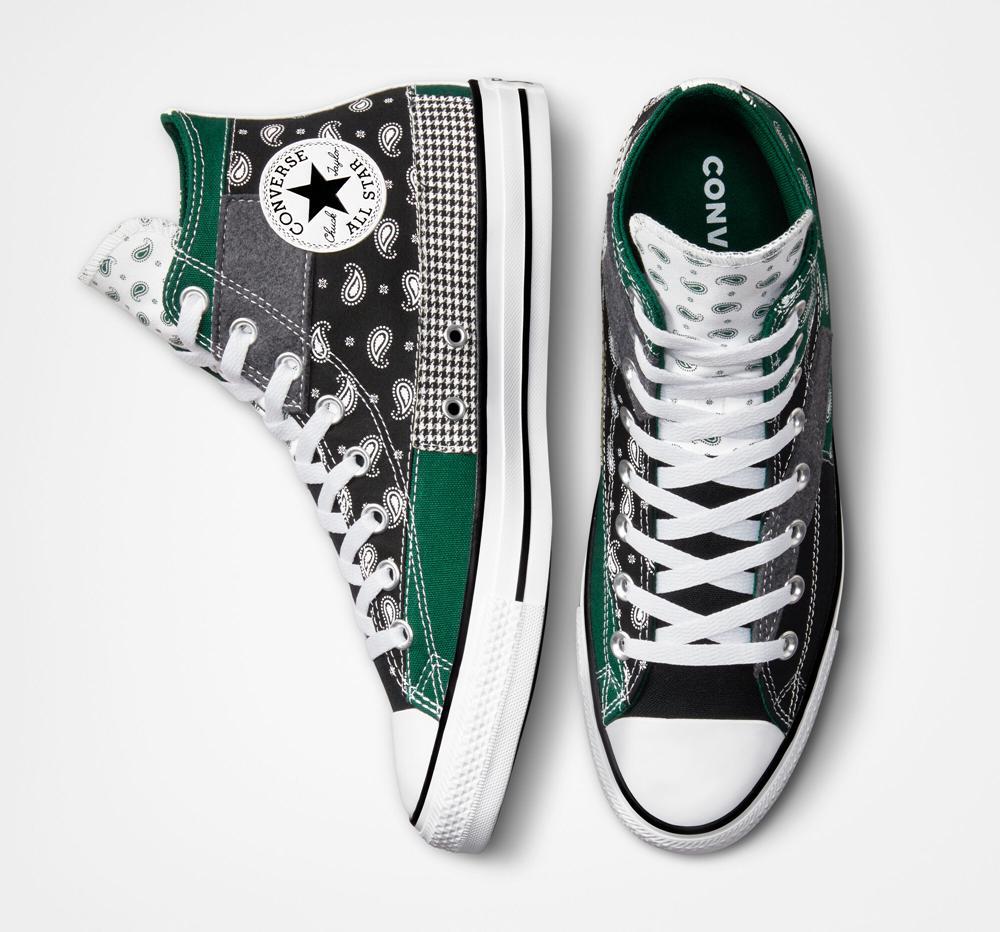 Green Midnight Clover / Black / White Converse Chuck Taylor All Star Hacked Patterns Unisex Men's High Tops  US |  01896-ZFQX