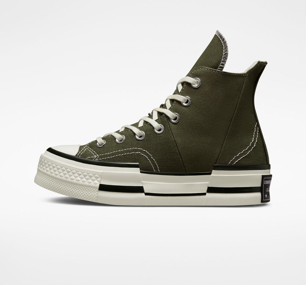 Green Utility / Egret / Black Converse Chuck 70 Plus Unisex High Top Men's Platform Shoes  US |  20974-OFIT