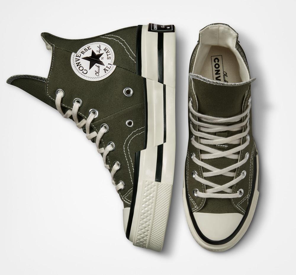 Green Utility / Egret / Black Converse Chuck 70 Plus Unisex High Top Men's Platform Shoes  US |  20974-OFIT