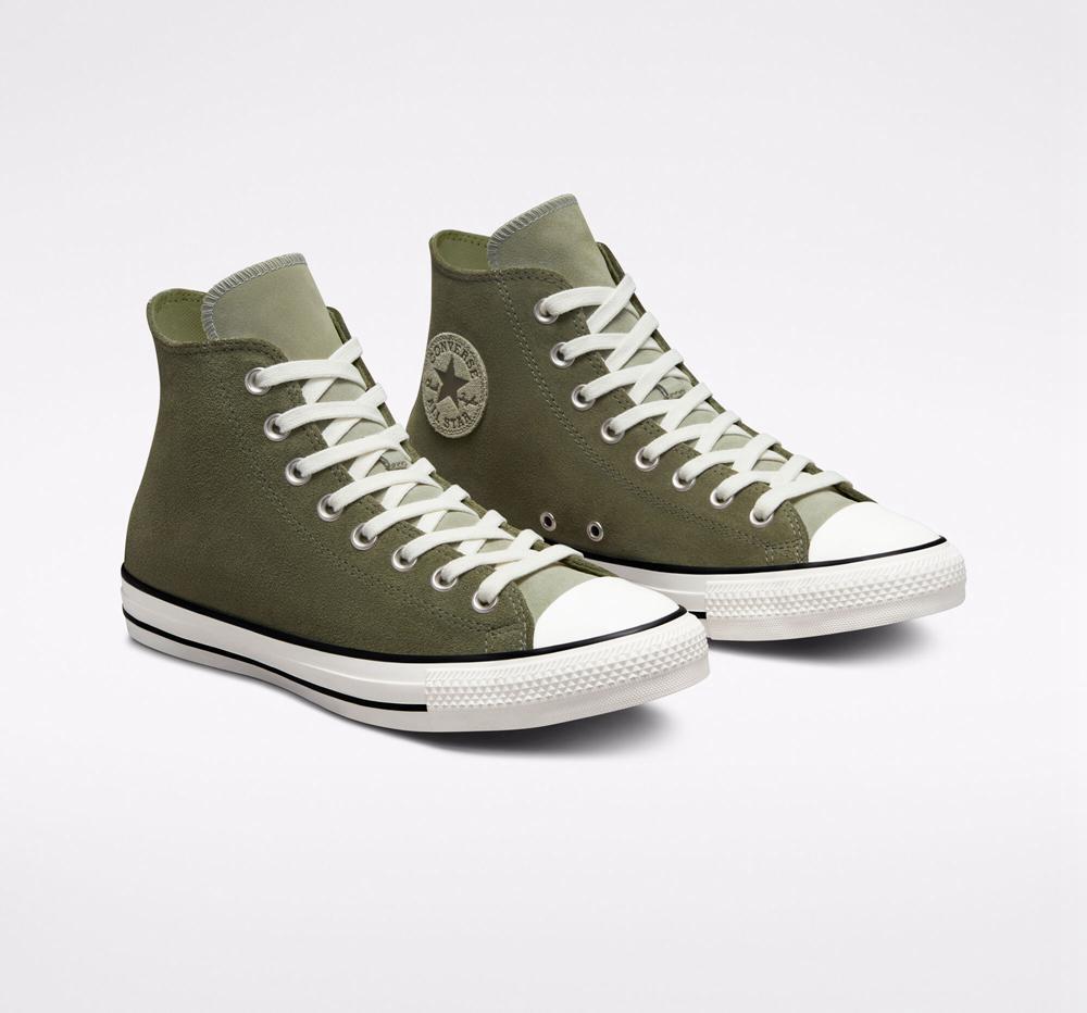 Green Utility / Light Field Surplus Converse Chuck Taylor All Star Earthy Suede Unisex Men's High Tops  US |  85312-BAQR