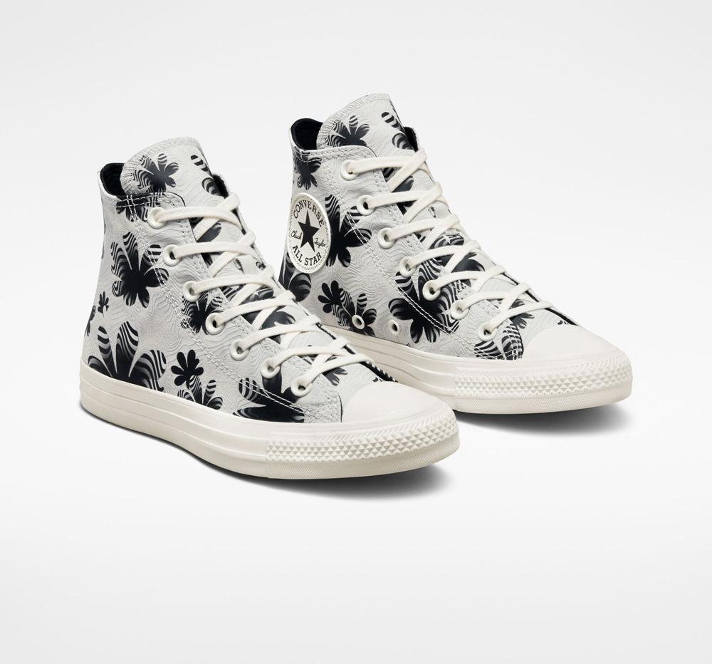 Grey Light Bone / Egret / Black Converse Chuck Taylor All Star Desert Floral Women's High Tops  US |  69813-PKLA