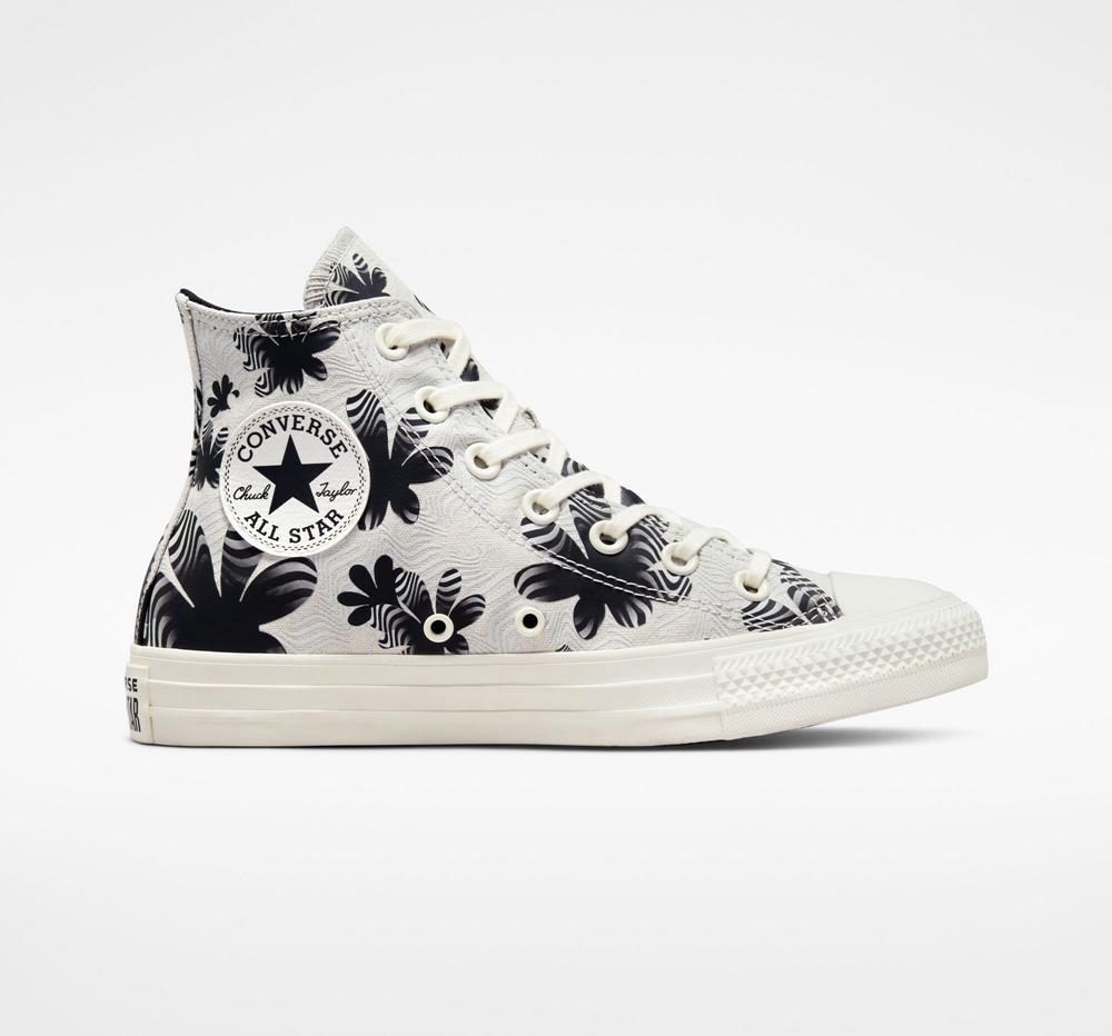 Grey Light Bone / Egret / Black Converse Chuck Taylor All Star Desert Floral Women\'s High Tops  US |  69813-PKLA