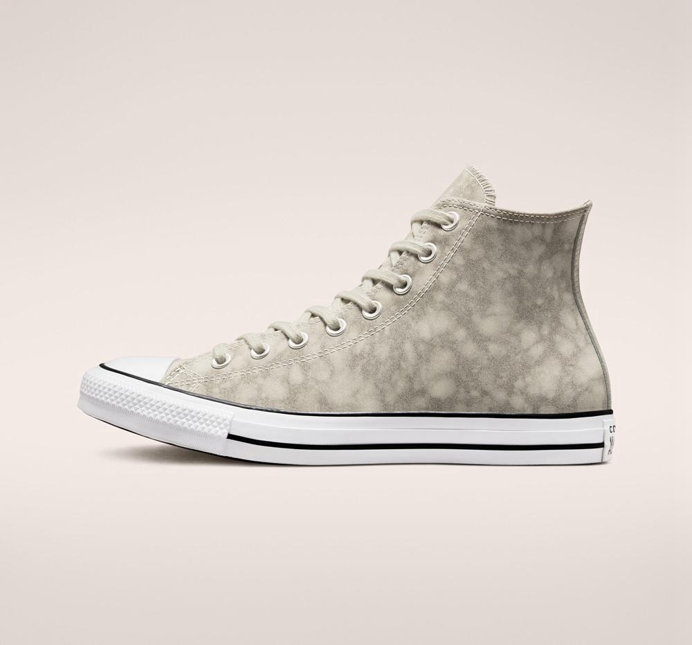 Grey / Light Bone / Papyrus Converse Chuck Taylor All Star Distressed Leather Unisex Women's High Tops  US |  51402-CPEV