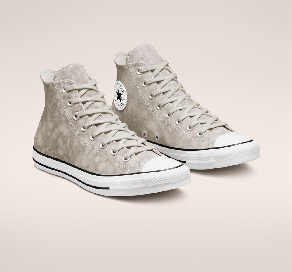 Grey / Light Bone / Papyrus Converse Chuck Taylor All Star Distressed Leather Unisex Women's High Tops  US |  51402-CPEV