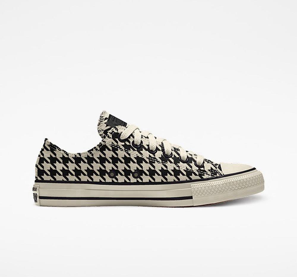 Hounds Tooth Black / Beige Converse Custom Chuck Taylor All Star By You Unisex Men\'s Low Tops  US |  39620-LVJF