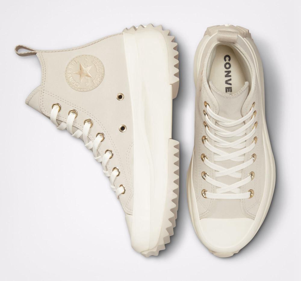 Khaki Desert Sand / Egret Converse Run Star Hike Earthy Neutrals Unisex High Top Women's Platform Shoes  US |  25648-LADI