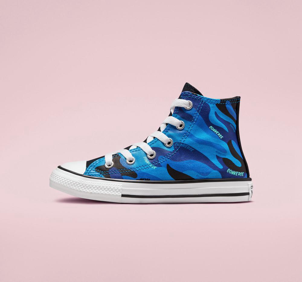 Kinetic Blue / Black / White Converse Hybrid Camo Chuck Taylor All Star Little Kids Boys' High Tops  US |  42156-KFJV