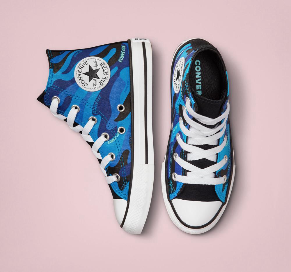 Kinetic Blue / Black / White Converse Hybrid Camo Chuck Taylor All Star Little Kids Boys' High Tops  US |  42156-KFJV