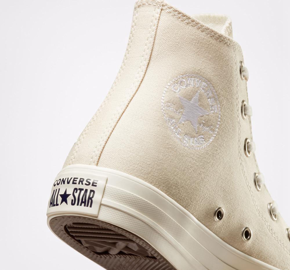 Natural Ivory / Egret / White Converse Chuck Taylor All Star Embroidered Floral Women's High Tops  US |  84715-QBZC