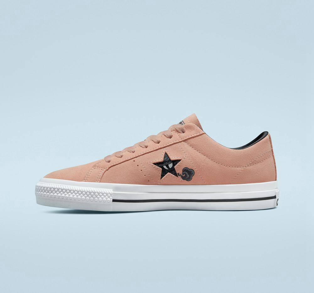 Pink Clay / White / Black Converse Cons One Star Pro Tattoo Art Skate Women's Low Tops  US |  71963-NYPX