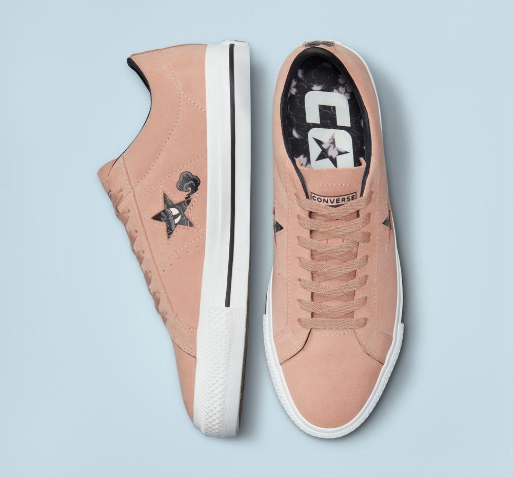 Pink Clay / White / Black Converse Cons One Star Pro Tattoo Art Skate Women's Low Tops  US |  71963-NYPX