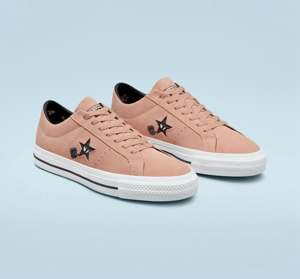 Pink Clay / White / Black Converse Cons One Star Pro Tattoo Art Skate Women's Low Tops  US |  71963-NYPX