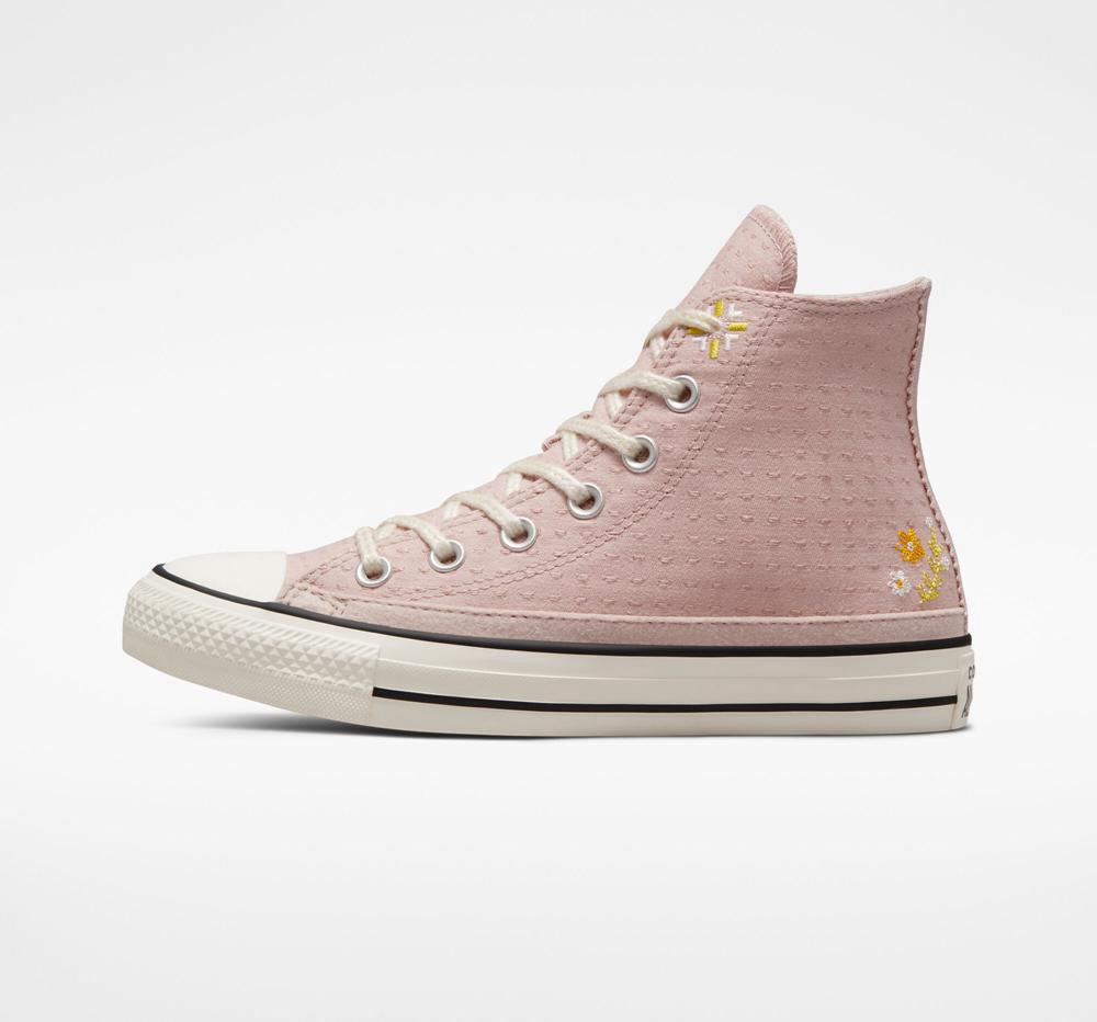 Pink Stone Mauve / Bitter Lemon / Egret Converse Chuck Taylor All Star Autumn Embroidery Women's High Tops  US |  73560-ZDNW