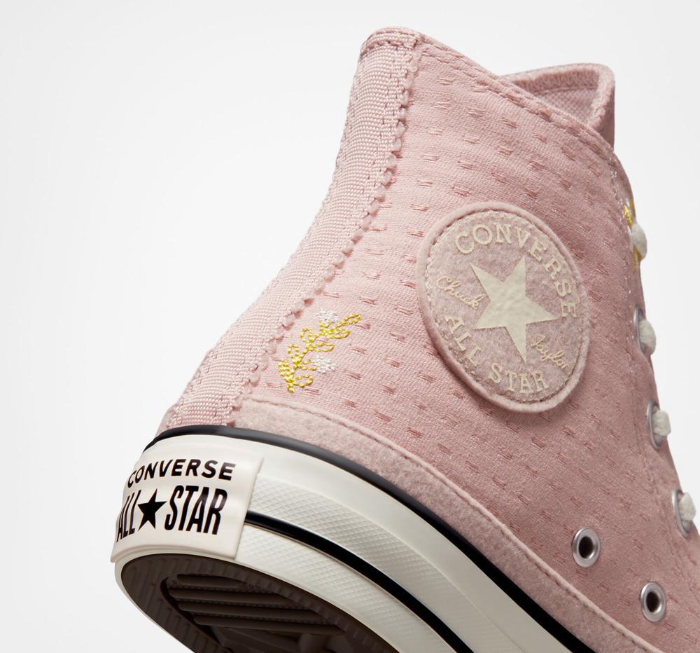 Pink Stone Mauve / Bitter Lemon / Egret Converse Chuck Taylor All Star Autumn Embroidery Women's High Tops  US |  73560-ZDNW