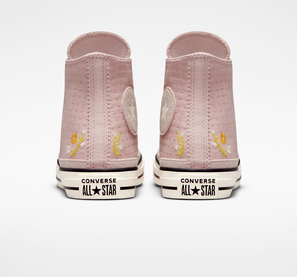 Pink Stone Mauve / Bitter Lemon / Egret Converse Chuck Taylor All Star Autumn Embroidery Women's High Tops  US |  73560-ZDNW