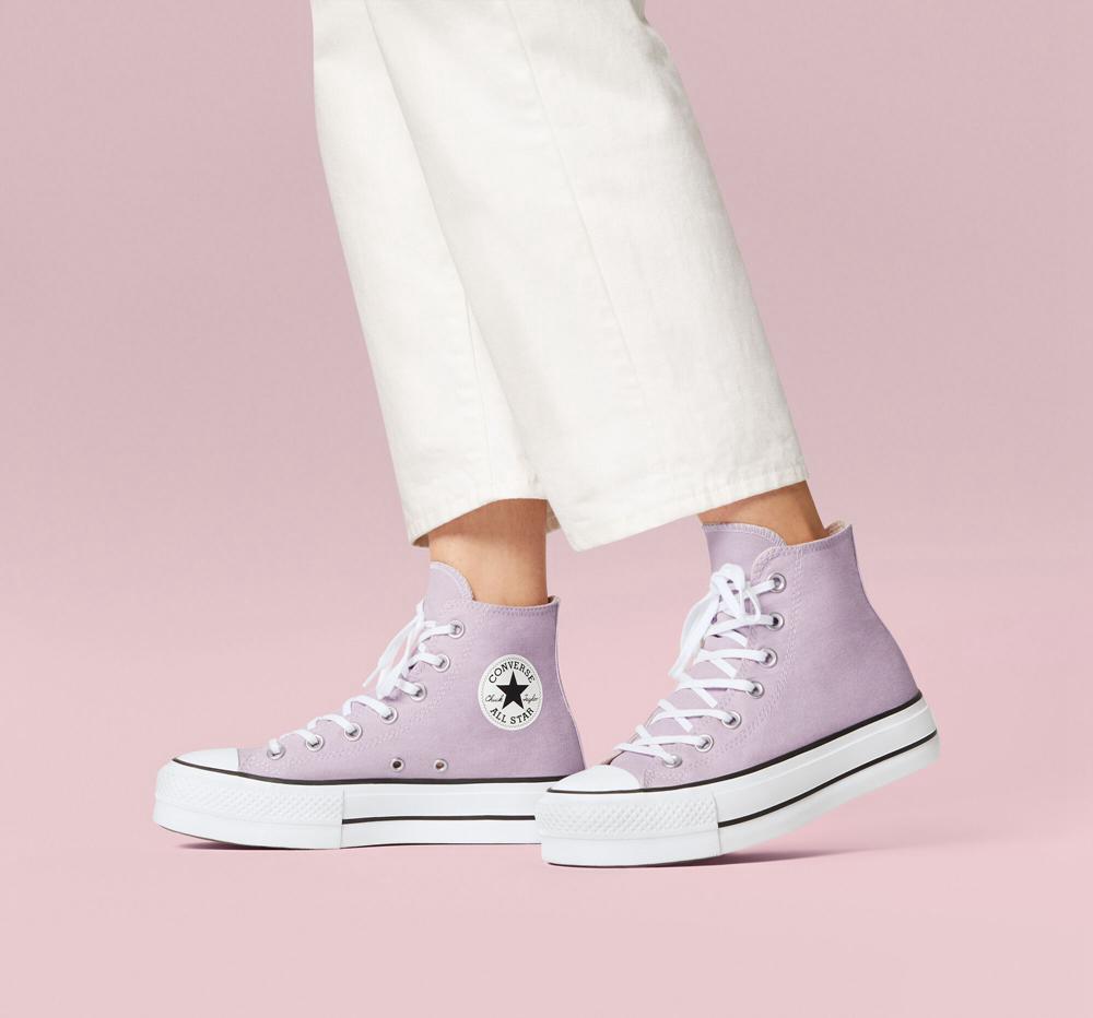 Purple Pale Amethyst / White / Black Converse Chuck Taylor All Star Lift Canvas High Top Women's Platform Shoes  US |  80956-UYKT