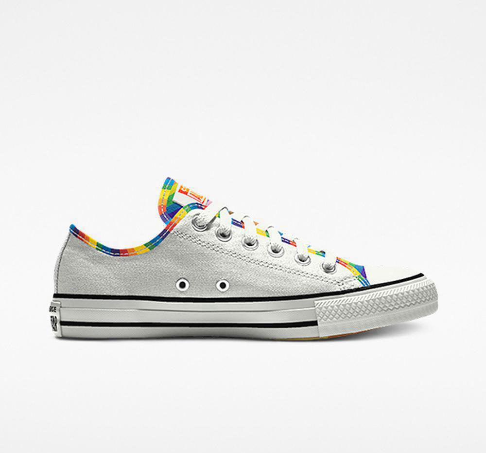 Rainbow White Converse Custom Chuck Taylor All Star Pride By You Unisex Men\'s Low Tops  US |  14967-UKXI