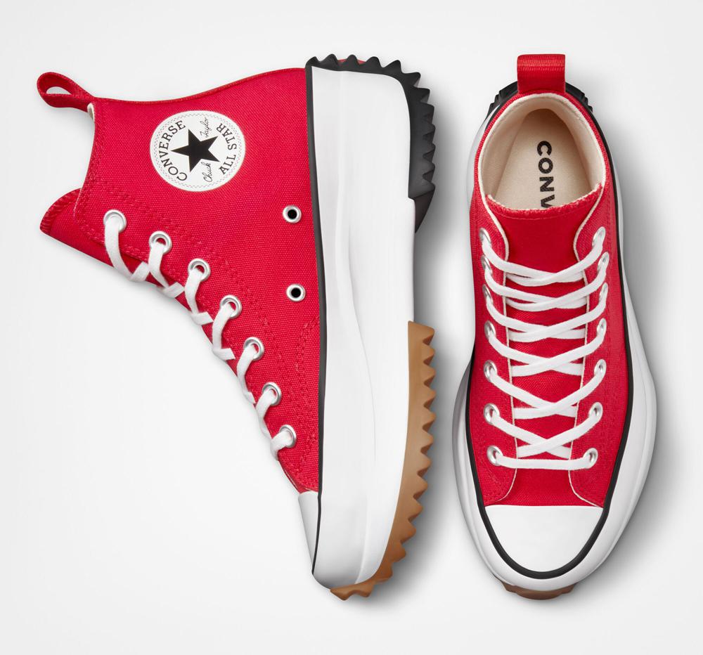 Red / White / Black Converse Run Star Hike Unisex High Top Women's Platform Shoes  US |  02879-HAVQ