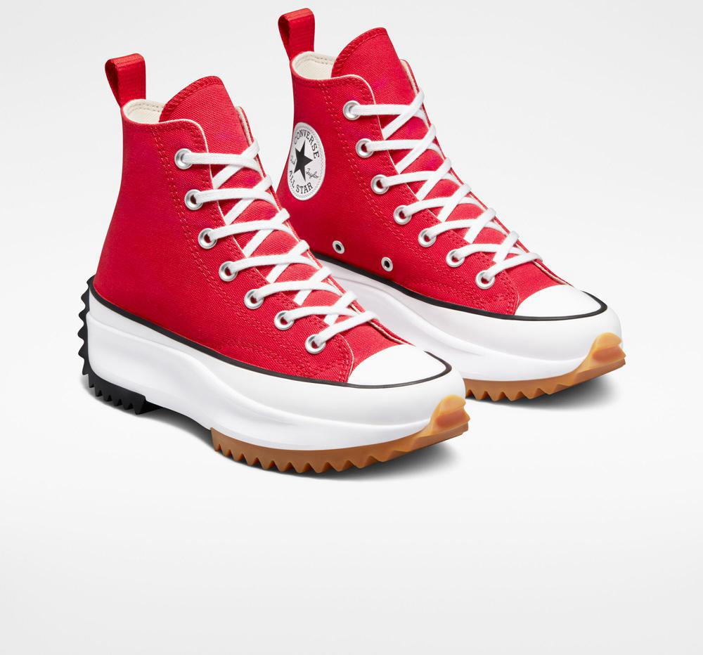 Red / White / Black Converse Run Star Hike Unisex High Top Women's Platform Shoes  US |  02879-HAVQ