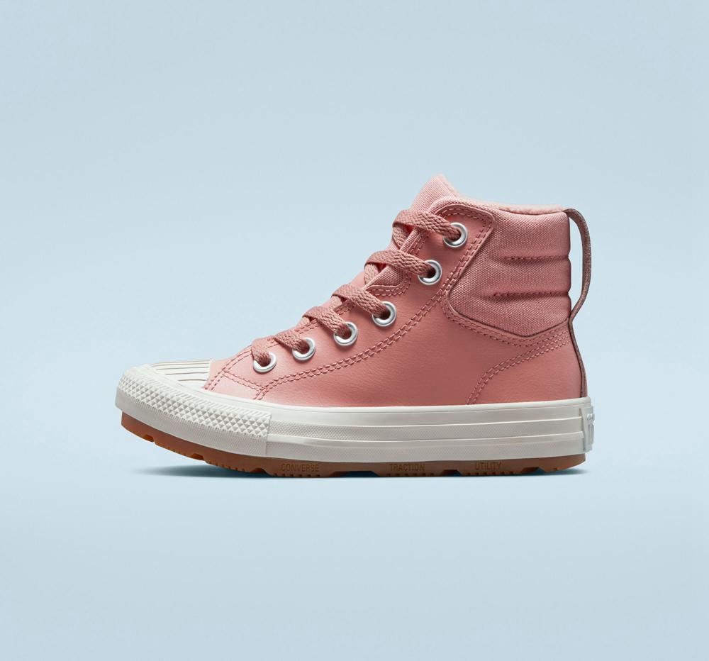 Rust Pink / Rust Pink / Pale Putty Converse Leather Chuck Taylor All Star Berkshire Boot Color Little Kids Girls' High Tops  US |  06753-ODNY